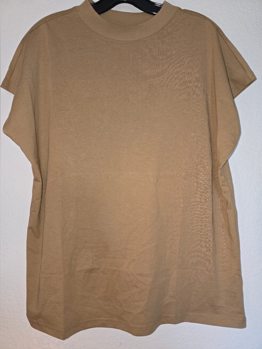 Weekday Short Sleeve Crewneck Shirt in Tan